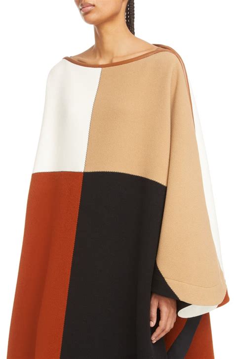 Chloé Colorblock Wool Blend Long Poncho 